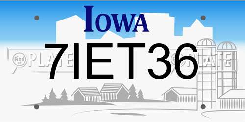 7IET36 Iowa License Plate