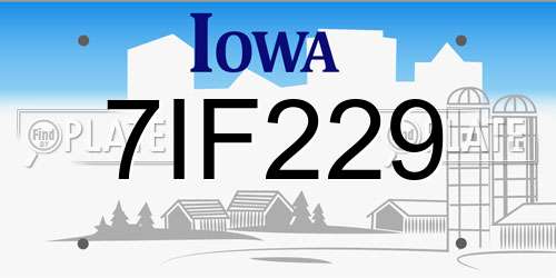 7IF229 Iowa License Plate