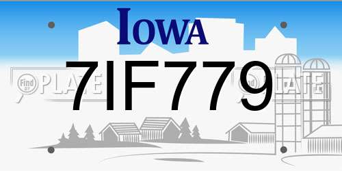 7IF779 Iowa License Plate