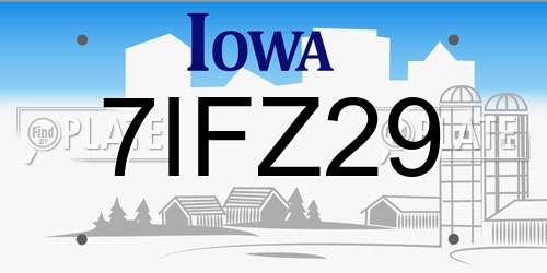 7IFZ29 Iowa License Plate