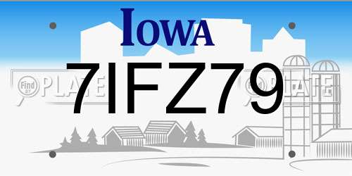 7IFZ79 Iowa License Plate