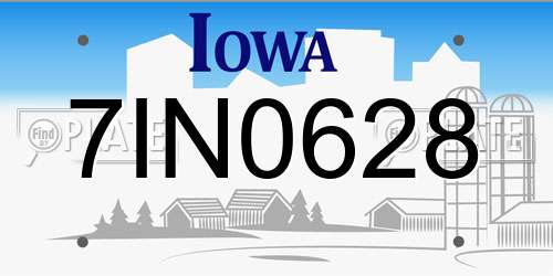 7IN0628 Iowa License Plate