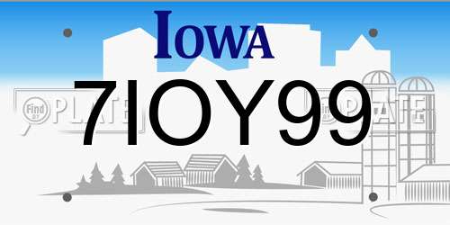 7IOY99 Iowa License Plate