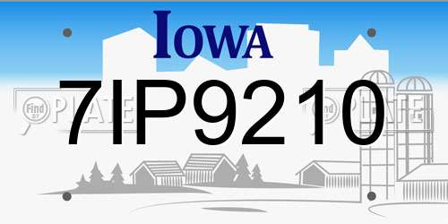 7IP9210 Iowa License Plate
