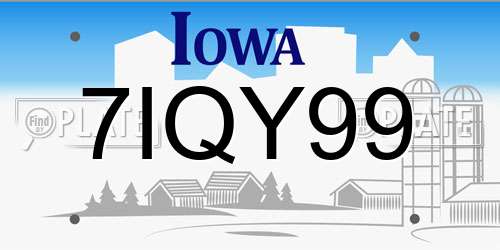 7IQY99 Iowa License Plate