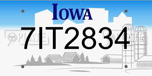 7IT2834 Iowa License Plate