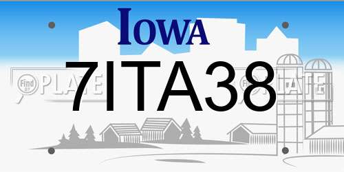 7ITA38 Iowa License Plate