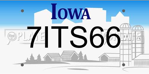 7ITS66 Iowa License Plate