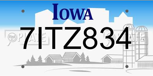 7ITZ834 Iowa License Plate