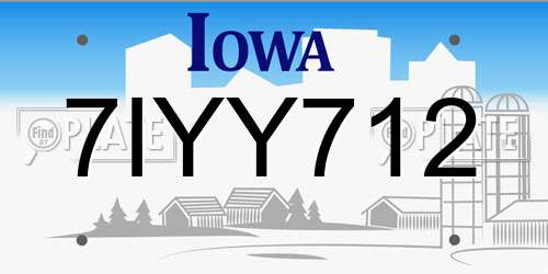 7IYY712 Iowa License Plate