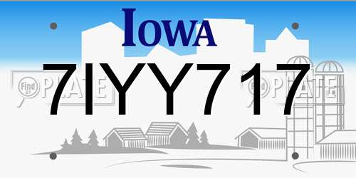 7IYY717 Iowa License Plate