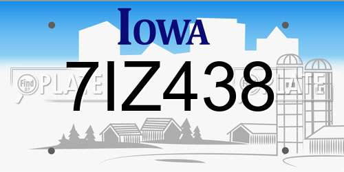 7IZ438 Iowa License Plate
