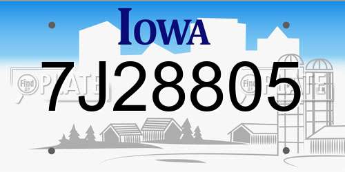 7J28805 Iowa License Plate