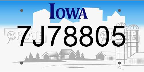 7J78805 Iowa License Plate