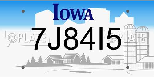 7J84I5 Iowa License Plate