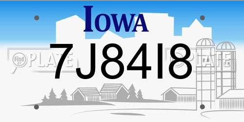 7J84I8 Iowa License Plate