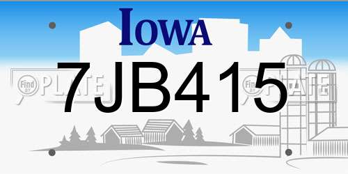 7JB415 Iowa License Plate