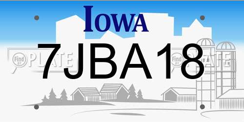 7JBA18 Iowa License Plate
