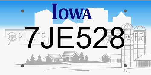 7JE528 Iowa License Plate