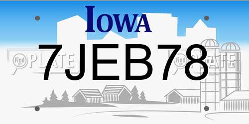 7JEB78 Iowa License Plate