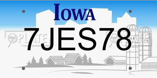 7JES78 Iowa License Plate