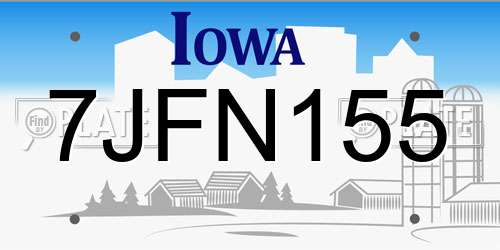 7JFN155 Iowa License Plate