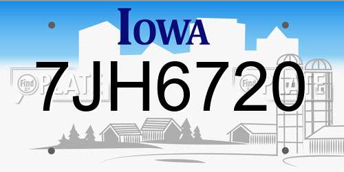7JH6720 Iowa License Plate