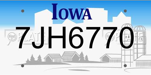 7JH6770 Iowa License Plate