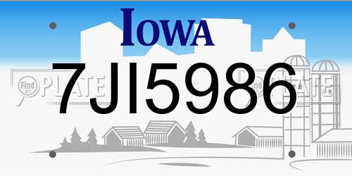 7JI5986 Iowa License Plate
