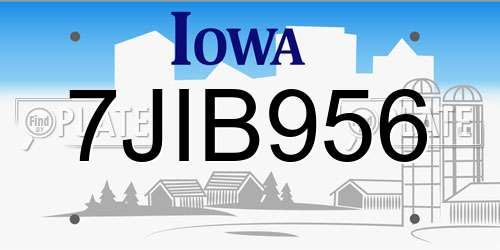 7JIB956 Iowa License Plate