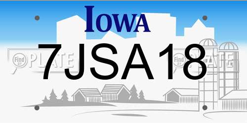 7JSA18 Iowa License Plate