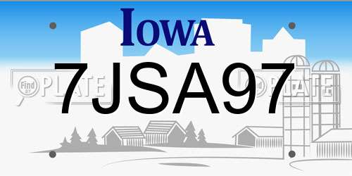 7JSA97 Iowa License Plate