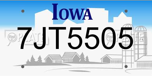7JT5505 Iowa License Plate