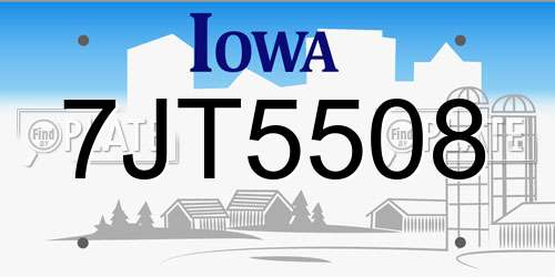 7JT5508 Iowa License Plate