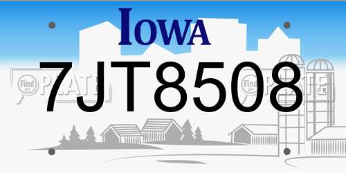 7JT8508 Iowa License Plate
