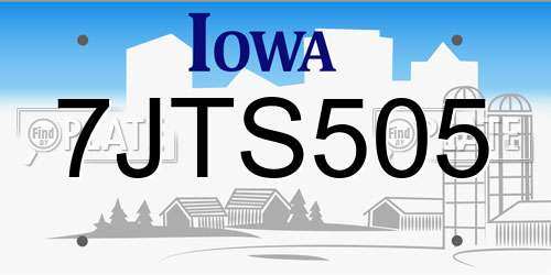 7JTS505 Iowa License Plate