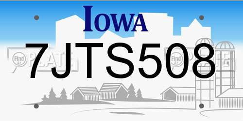 7JTS508 Iowa License Plate