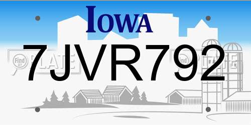 7JVR792 Iowa License Plate