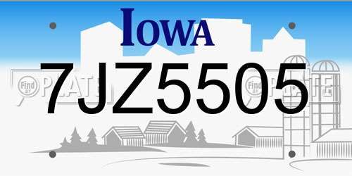 7JZ5505 Iowa License Plate