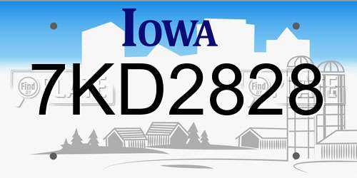 7KD2828 Iowa License Plate