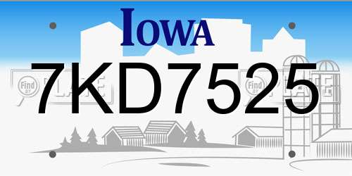 7KD7525 Iowa License Plate