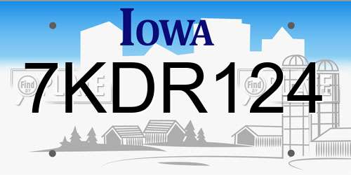 7KDR124 Iowa License Plate