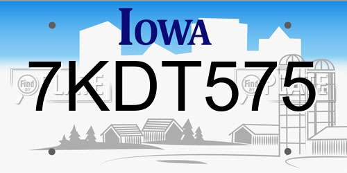 7KDT575 Iowa License Plate