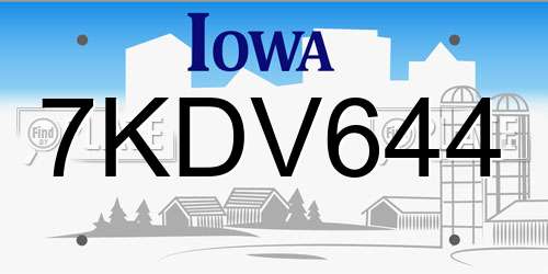 7KDV644 Iowa License Plate