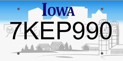 7KEP990 Iowa License Plate