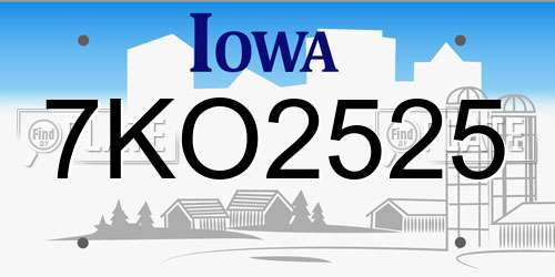 7KO2525 Iowa License Plate