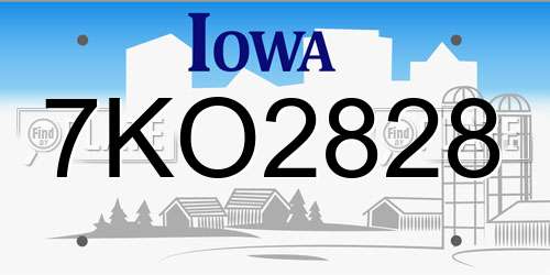 7KO2828 Iowa License Plate