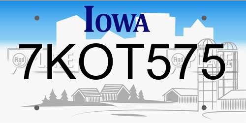 7KOT575 Iowa License Plate