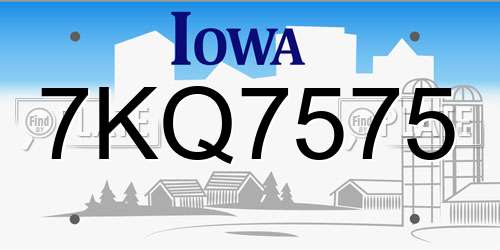 7KQ7575 Iowa License Plate