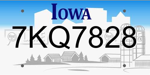 7KQ7828 Iowa License Plate